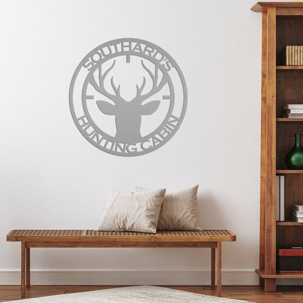 Personalized Deer Hunting Cabin Metal Sign