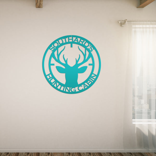 Personalized Deer Hunting Cabin Metal Sign