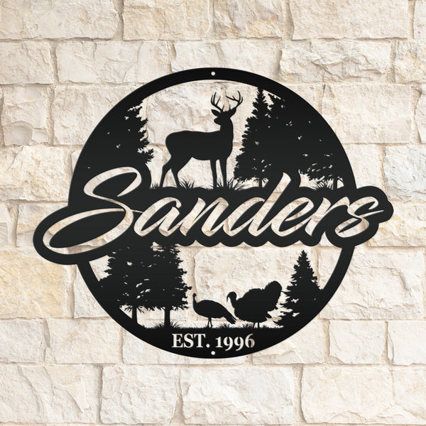 Custom Hunting Scene Sign-Personalized Hunting Sign for Cabin-Club-Organization-Garage-Shop-Gift for Father's Day