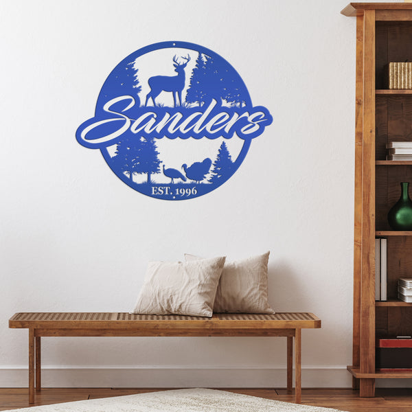Custom Hunting Scene Sign-Personalized Hunting Sign for Cabin-Club-Organization-Garage-Shop-Gift for Father's Day