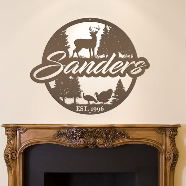 Custom Hunting Scene Sign-Personalized Hunting Sign for Cabin-Club-Organization-Garage-Shop-Gift for Father's Day