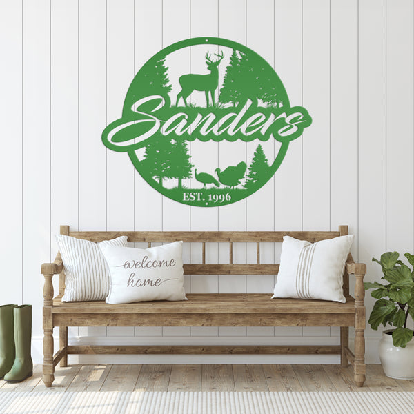 Custom Hunting Scene Sign-Personalized Hunting Sign for Cabin-Club-Organization-Garage-Shop-Gift for Father's Day