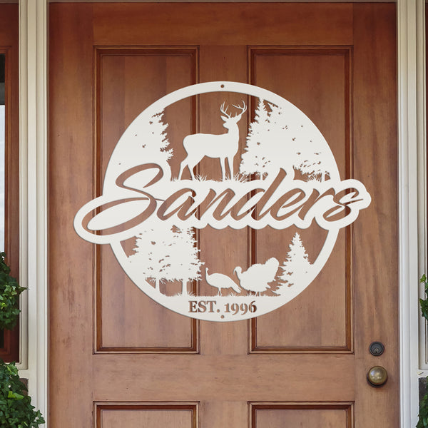 Custom Hunting Scene Sign-Personalized Hunting Sign for Cabin-Club-Organization-Garage-Shop-Gift for Father's Day