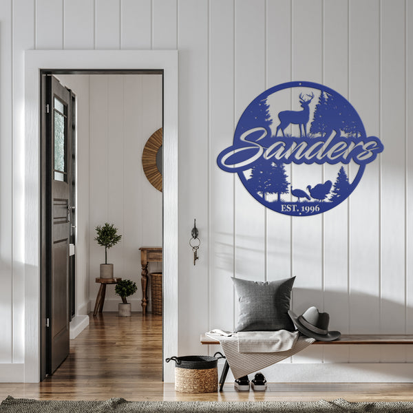 Custom Hunting Scene Sign-Personalized Hunting Sign for Cabin-Club-Organization-Garage-Shop-Gift for Father's Day