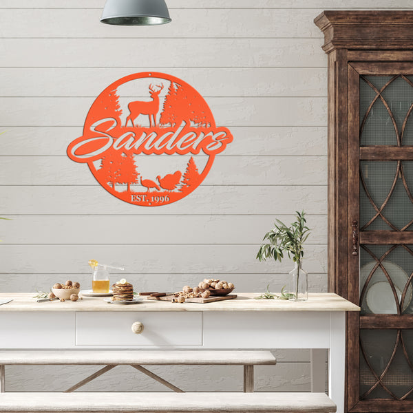 Custom Hunting Scene Sign-Personalized Hunting Sign for Cabin-Club-Organization-Garage-Shop-Gift for Father's Day
