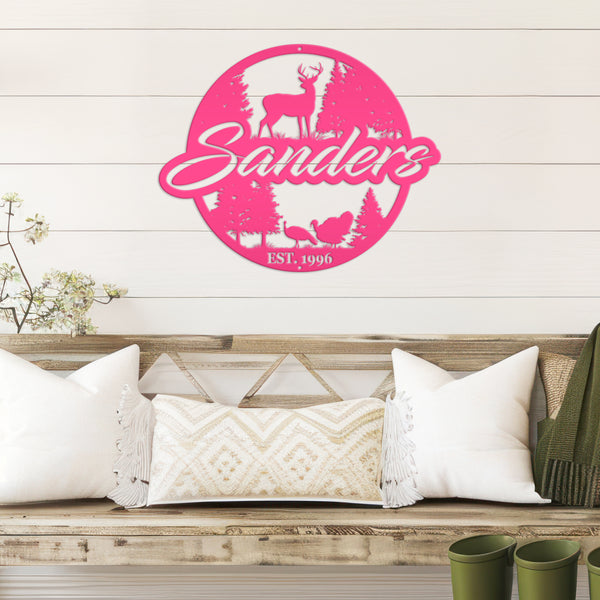 Custom Hunting Scene Sign-Personalized Hunting Sign for Cabin-Club-Organization-Garage-Shop-Gift for Father's Day