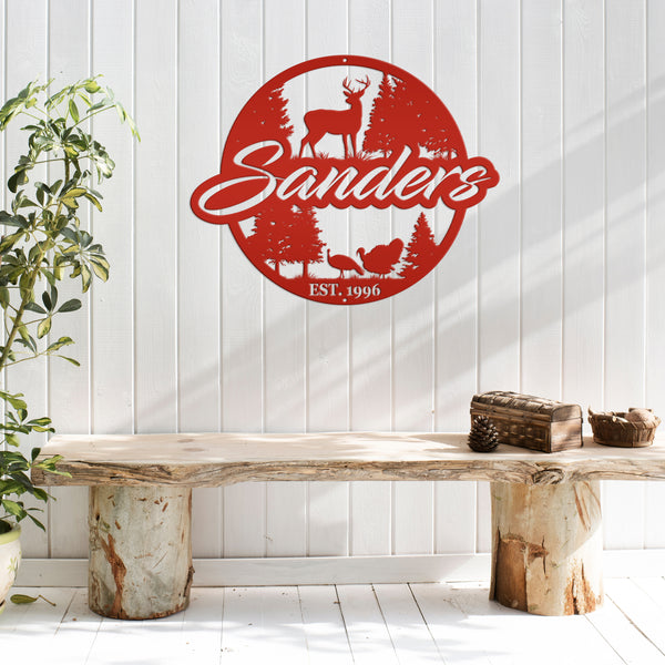Custom Hunting Scene Sign-Personalized Hunting Sign for Cabin-Club-Organization-Garage-Shop-Gift for Father's Day