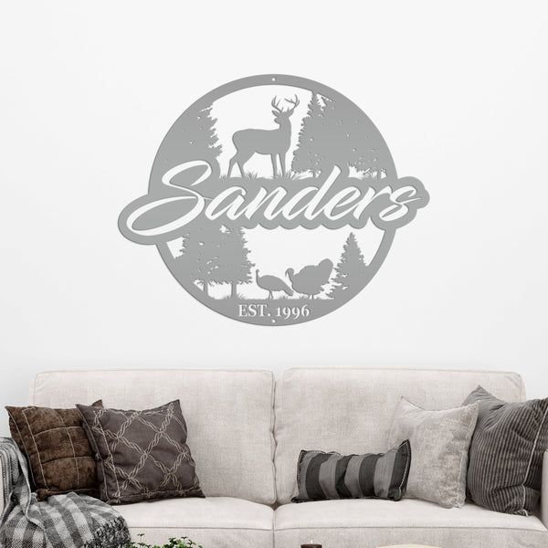 Custom Hunting Scene Sign-Personalized Hunting Sign for Cabin-Club-Organization-Garage-Shop-Gift for Father's Day