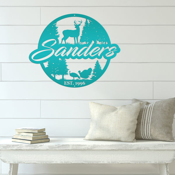 Custom Hunting Scene Sign-Personalized Hunting Sign for Cabin-Club-Organization-Garage-Shop-Gift for Father's Day