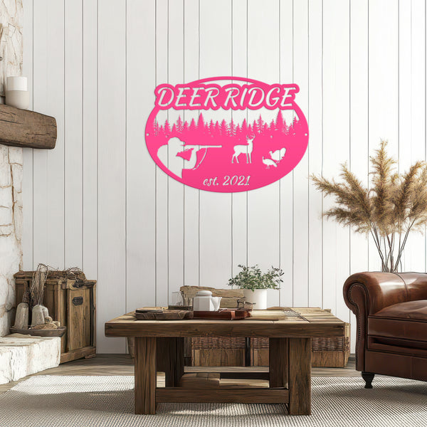 Custom Deer and Turkey Hunting Scenery Sign, Deer Sign for Shop, Hunting Metal Sign for Garage-Mancave,Fathers Day Gift, Gift for Grandpa, Deer Scene Wall Decor