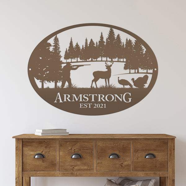 Personalized Turkey and Deer Hunting Scene Sign-Custom Turkey Hunting Sign-Turkey Hunting Themed Decor