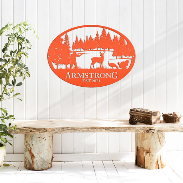 Personalized Turkey and Deer Hunting Scene Sign-Custom Turkey Hunting Sign-Turkey Hunting Themed Decor