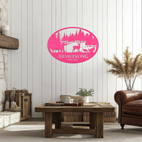 Personalized Turkey and Deer Hunting Scene Sign-Custom Turkey Hunting Sign-Turkey Hunting Themed Decor