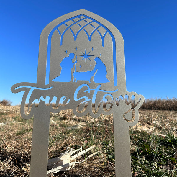 Christmas Nativity True Story Metal Yard Stake - Holiday Decor - Unique Gift Idea