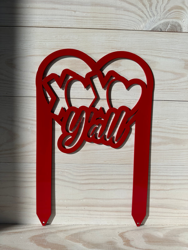 Outdoor Love Heart Metal Yard Stake - Valentine Decor-Valentines Day Yard Decor -Outdoor Flowerbed Ornaments