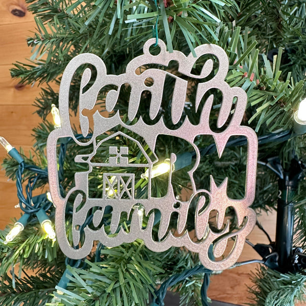 Metal Faith Farm Family Ornament - Christmas Decor-Christmas Ornaments