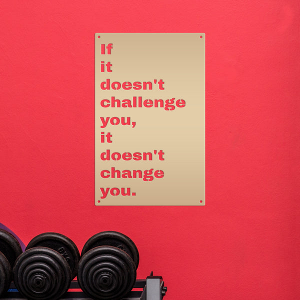 Doesn't Challenge, Doesn't Change Motivational Wall Hanging-Gym Sign-Motivational Wall Decor for the Gym-Gym Sign