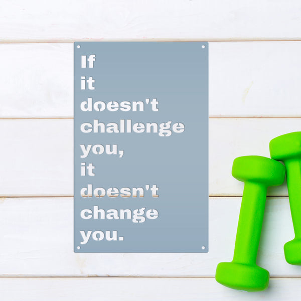 Doesn't Challenge, Doesn't Change Motivational Wall Hanging-Gym Sign-Motivational Wall Decor for the Gym-Gym Sign