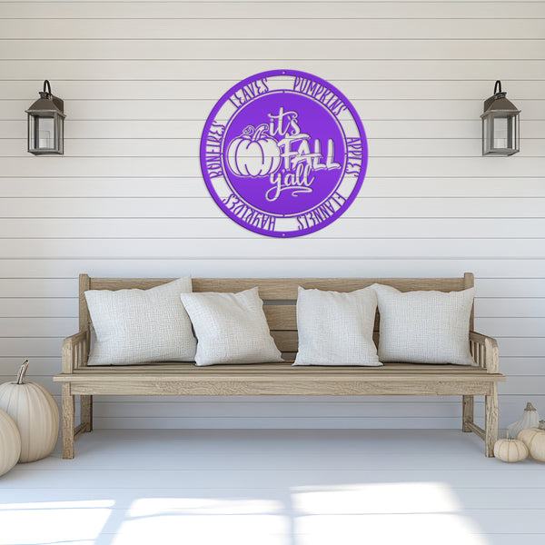 It's Fall Y'all Pumpkin Autumn Décor Metal Sign