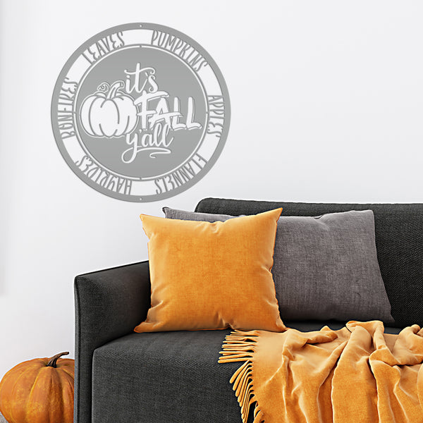 It's Fall Y'all Pumpkin Autumn Décor Metal Sign