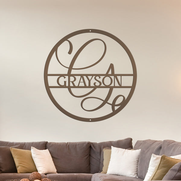 Personalized Last Name Metal Sign, Monogram Name Home Decor, Family Name Monogram,  Anniversary Gift Idea, Couples Gift, Front Door Sign, Name Sign Home Decor,