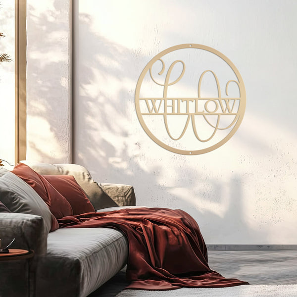 Personalized Last Name Metal Sign, Monogram Name Home Decor, Family Name Monogram,  Anniversary Gift Idea, Couples Gift, Front Door Sign, Name Sign Home Decor,