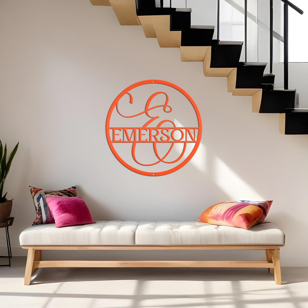 Personalized Last Name Metal Sign, Monogram Name Home Decor, Family Name Monogram,  Anniversary Gift Idea, Couples Gift, Front Door Sign, Name Sign Home Decor,