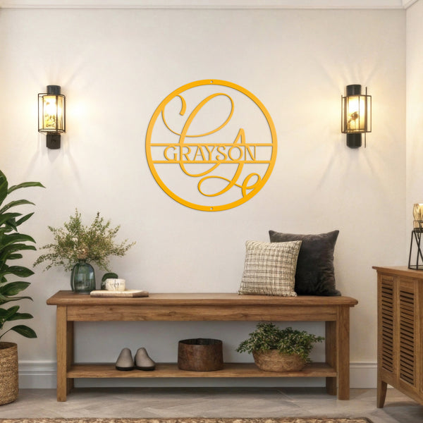 Personalized Last Name Metal Sign, Monogram Name Home Decor, Family Name Monogram,  Anniversary Gift Idea, Couples Gift, Front Door Sign, Name Sign Home Decor,