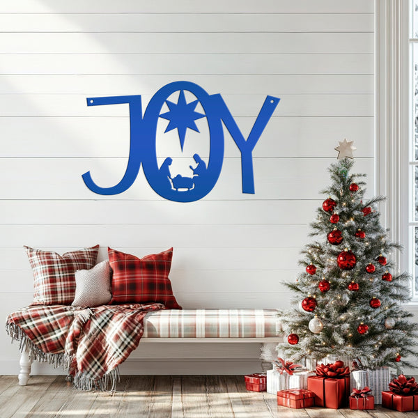 Joy Nativity Christmas Metal Sign
