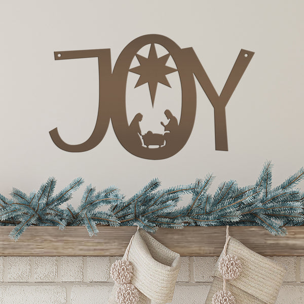 Joy Nativity Christmas Metal Sign