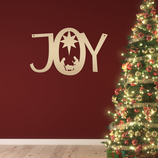 Joy Nativity Christmas Metal Sign