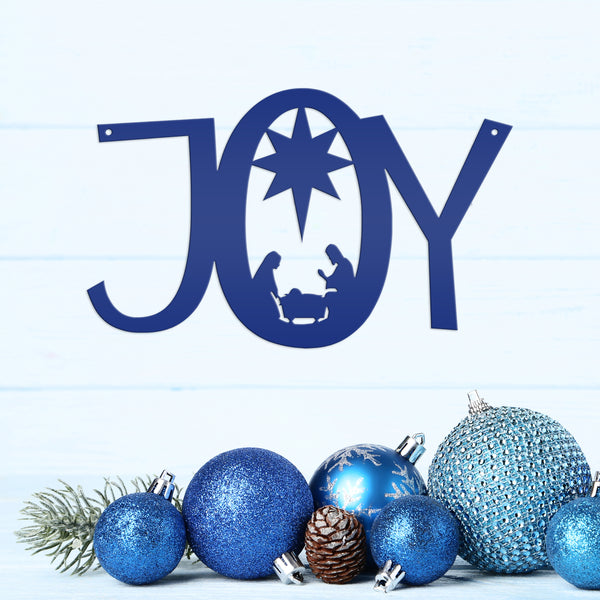 Joy Nativity Christmas Metal Sign
