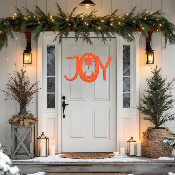 Joy Nativity Christmas Metal Sign