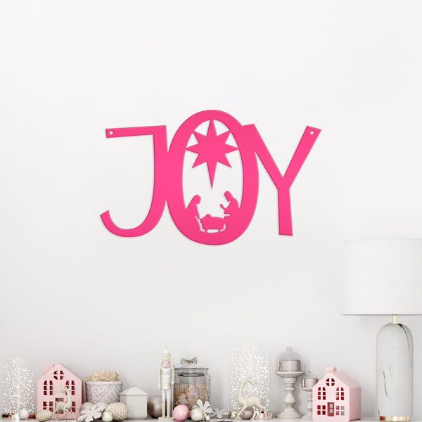 Joy Nativity Christmas Metal Sign