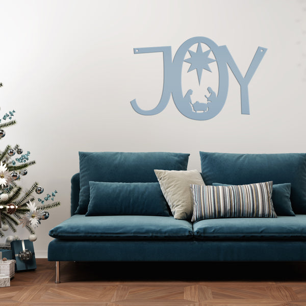 Joy Nativity Christmas Metal Sign