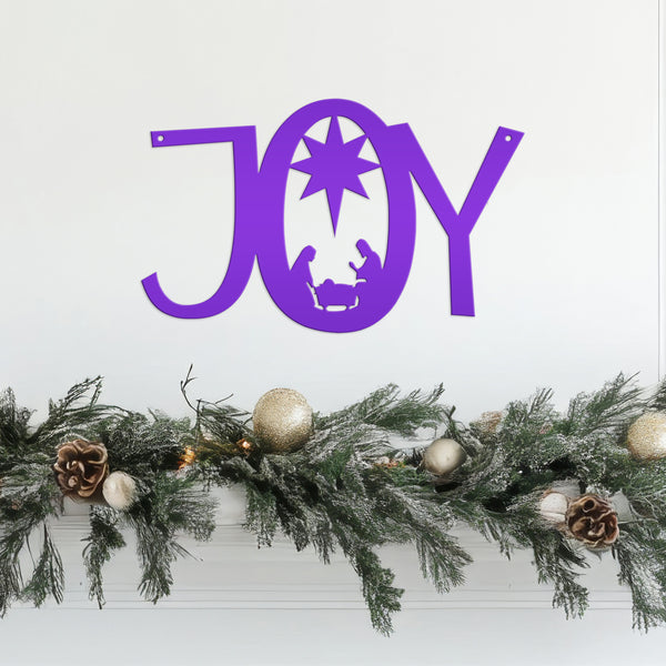 Joy Nativity Christmas Metal Sign