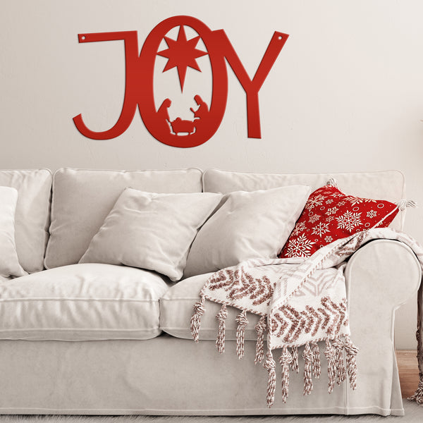 Joy Nativity Christmas Metal Sign