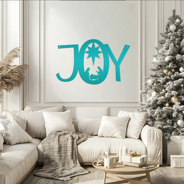 Joy Nativity Christmas Metal Sign