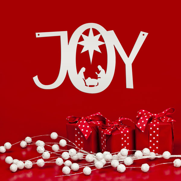 Joy Nativity Christmas Metal Sign