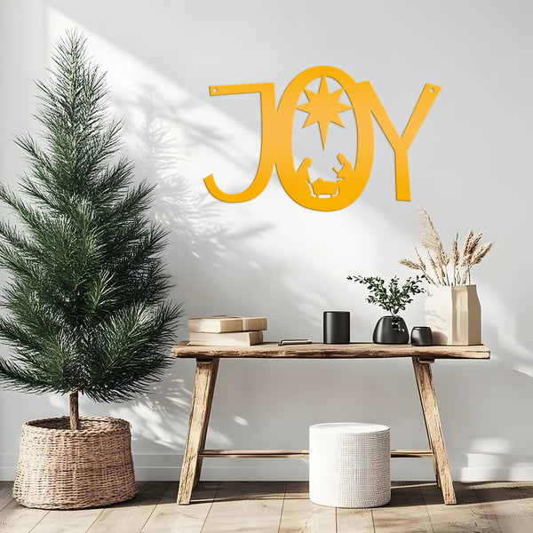 Joy Nativity Christmas Metal Sign