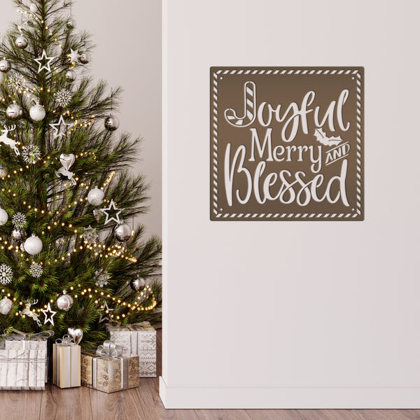 Joyful Christmas Metal Sign with Candy Cane Design - Christian Quote Door Hanger - Holiday Candy Cane Signs - Seasonal Home Decor - Wall Art