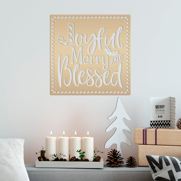 Joyful Christmas Metal Sign with Candy Cane Design - Christian Quote Door Hanger - Holiday Candy Cane Signs - Seasonal Home Decor - Wall Art