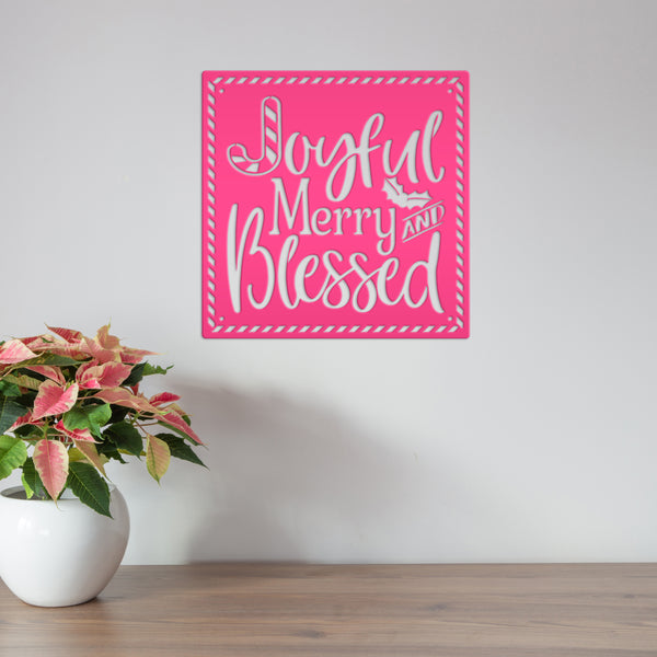 Joyful Christmas Metal Sign with Candy Cane Design - Christian Quote Door Hanger - Holiday Candy Cane Signs - Seasonal Home Decor - Wall Art