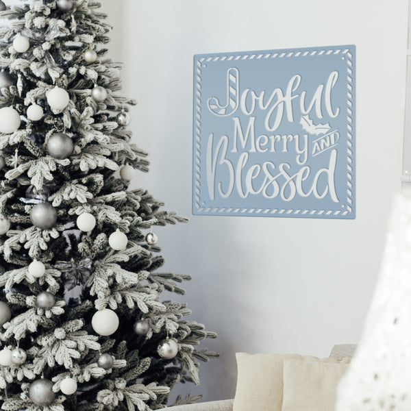 Joyful Christmas Metal Sign with Candy Cane Design - Christian Quote Door Hanger - Holiday Candy Cane Signs - Seasonal Home Decor - Wall Art