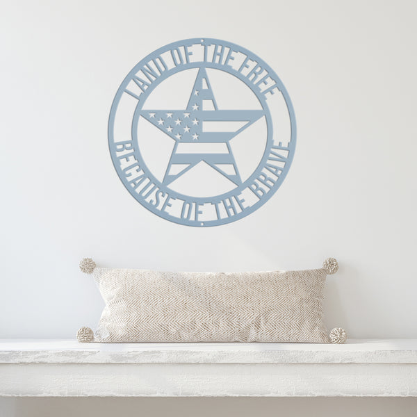 Patriotic Wall Art - Made In the USA-Land of The Free Because of the Brave-Star with American Flag Design