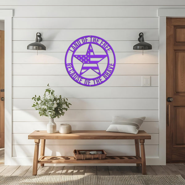 Patriotic Wall Art - Made In the USA-Land of The Free Because of the Brave-Star with American Flag Design