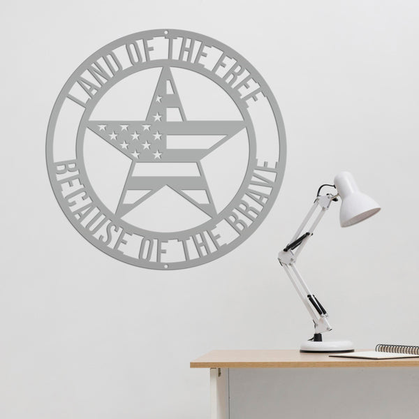 Patriotic Wall Art - Made In the USA-Land of The Free Because of the Brave-Star with American Flag Design