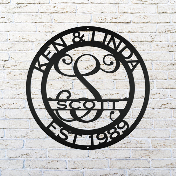 Personalized Name-Initial-Last Name Metal Sign, Name Sign for Home Decor, Name Metal Sign, Name and Initial Wall Decor