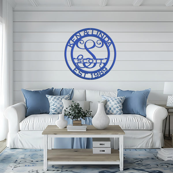 Personalized Name-Initial-Last Name Metal Sign, Name Sign for Home Decor, Name Metal Sign, Name and Initial Wall Decor