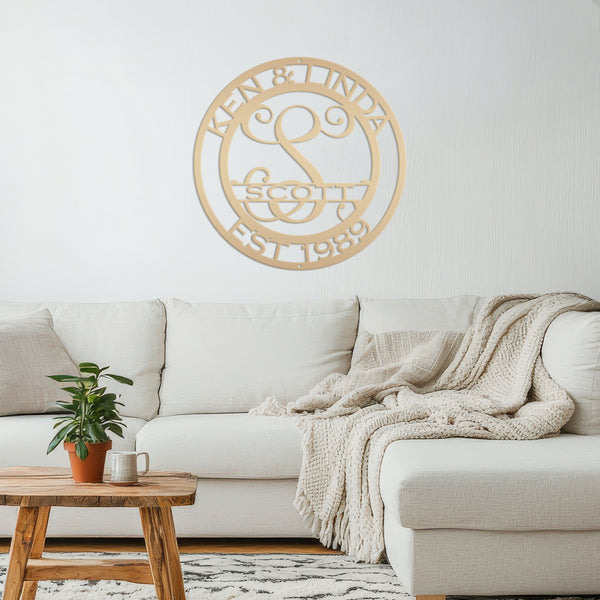 Personalized Name-Initial-Last Name Metal Sign, Name Sign for Home Decor, Name Metal Sign, Name and Initial Wall Decor